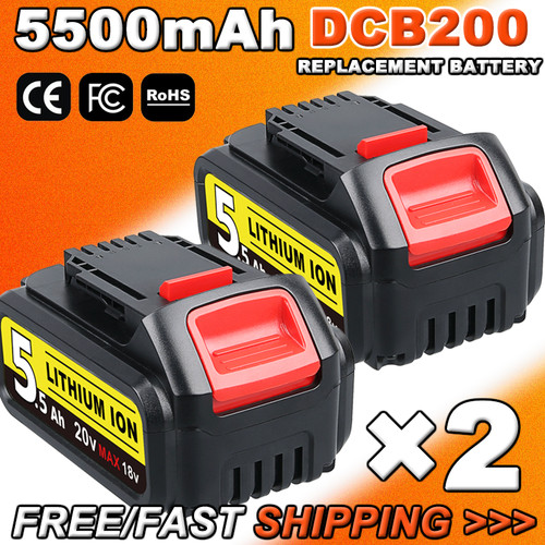 5ah for dewalt 20v - 2×5.5ah, max